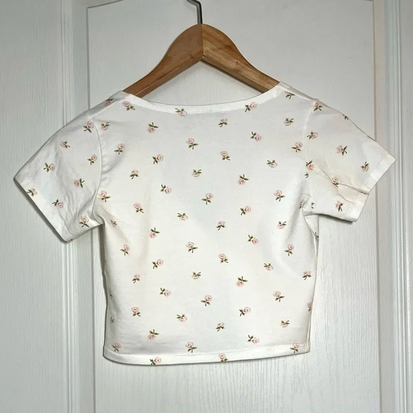 Rare Brandy Melville Floral Amara Crop Top Y2K Babydoll Date Night Boho Size OS - Picture 5 of 9